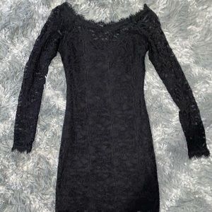 Black Lace Long-sleeve Dress